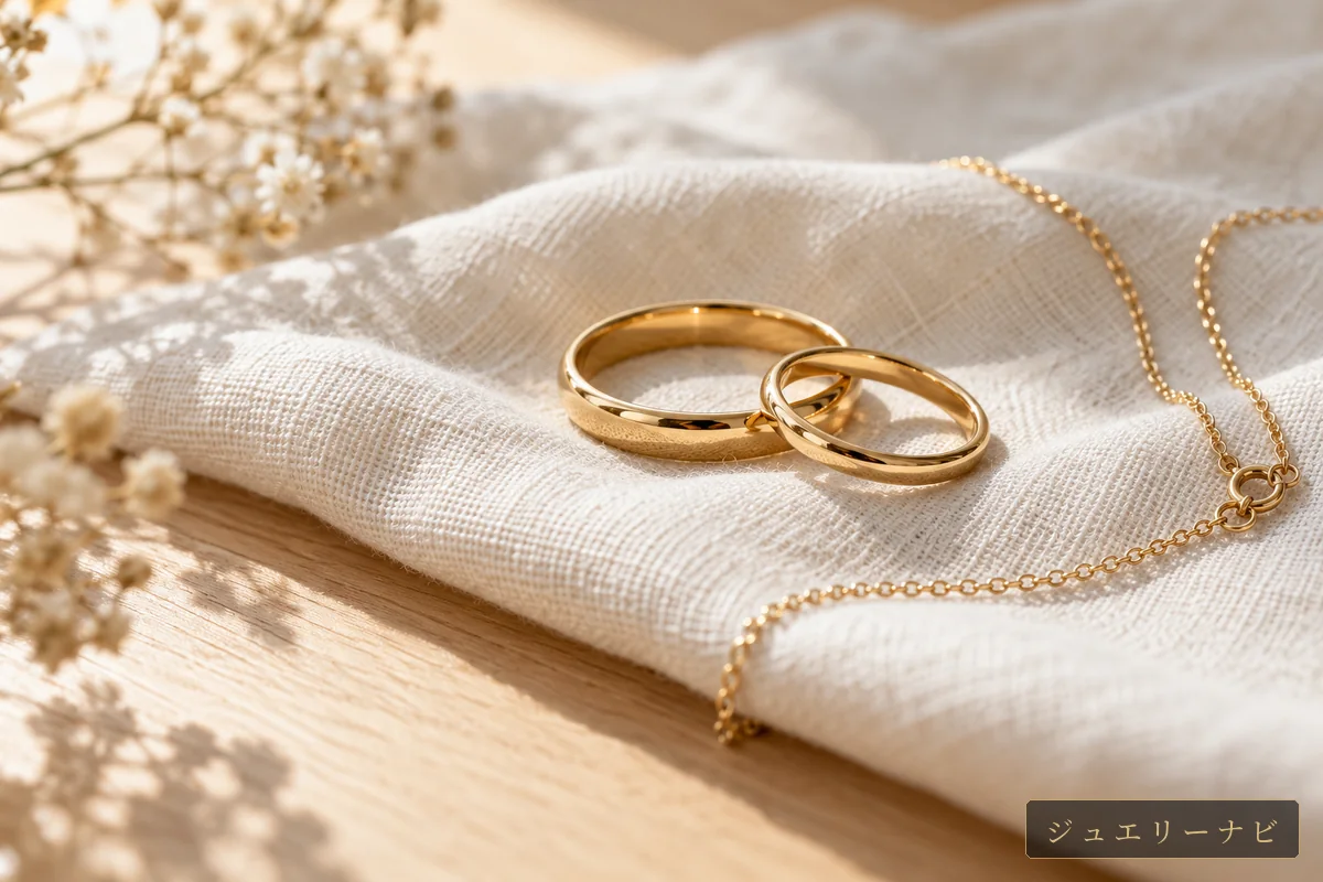 大きさの違う二本の結婚指輪(イメージ)