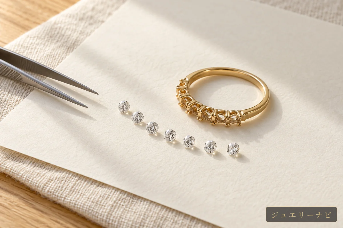 小さなダイヤと半周の指輪枠(イメージ)