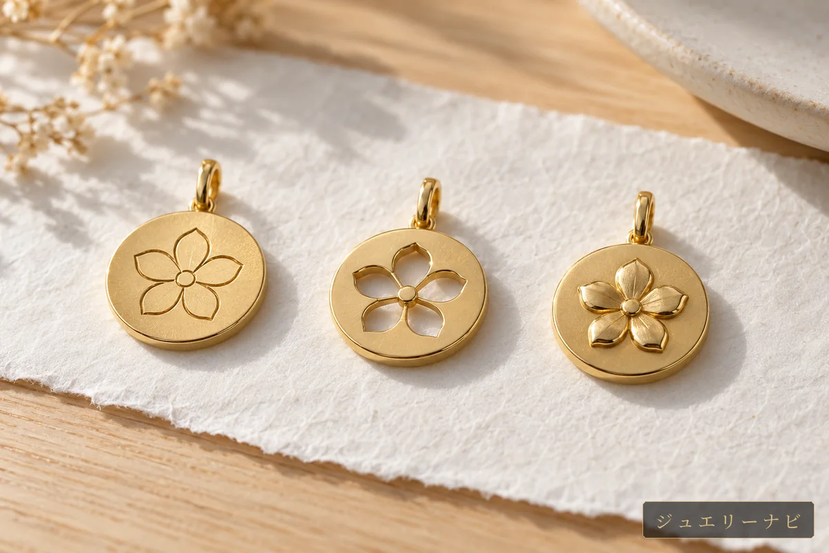 花の線刻・切り抜き・浮き出し見本(イメージ)